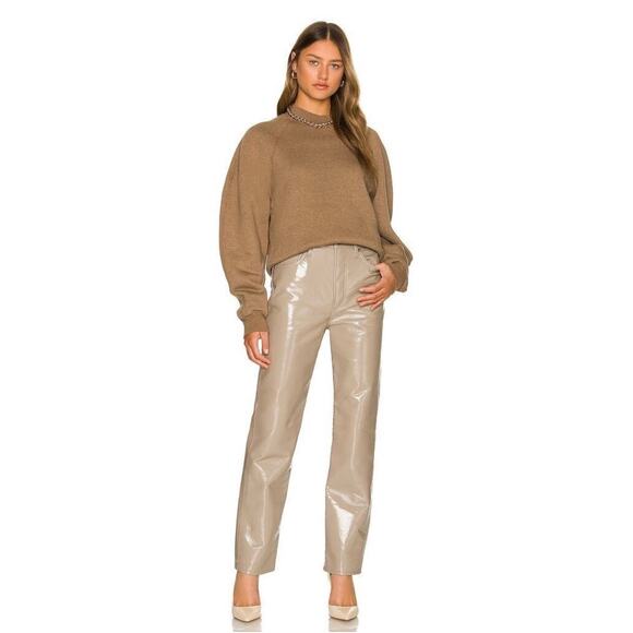 AGOLDE Recycled Leather 90s Pinch Waist Pants Quail Patent W28 Style A164-1351 - Picture 1 of 12